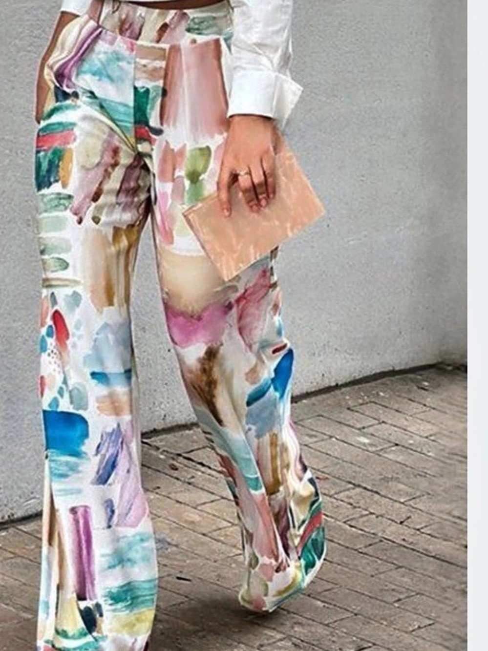 STYLEWE NWT Abstract Wide Leg Pants in Satin-Like Material